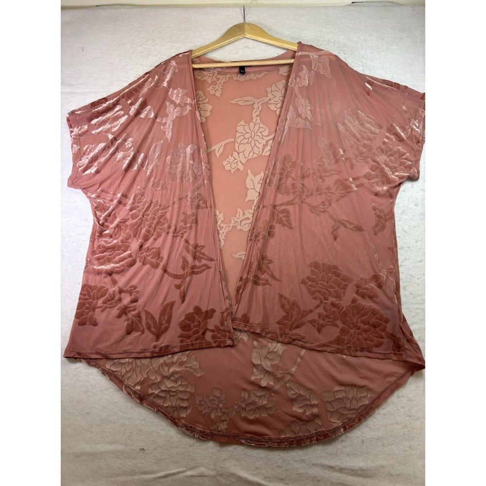 Torrid Women 00 (10/12 ) Floral Burnout Velvet Kimono Wrap Open Blush Boho